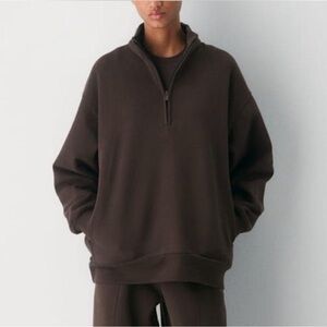 SKIMS Boyfriend Espresso Half Zip Pullover